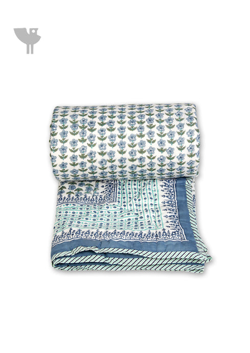 Mulmul Cotton Quilt in Floral Block Print