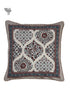 20s Cotton Cushion Cover In Grey, Bordeaux Red and Steel Blue Floral Block Print