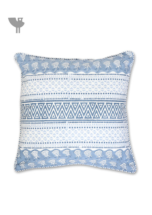 20s Cotton Cushion Cover In Geometric Block Print