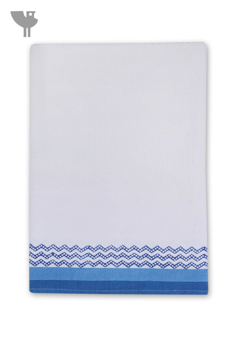 Handloom Cotton Bath Towel With Block Print Border