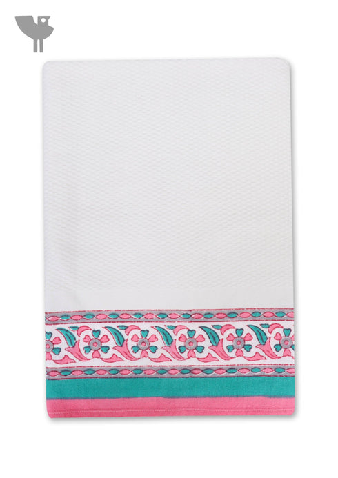 Handloom Cotton Bath Towel With Block Print Border