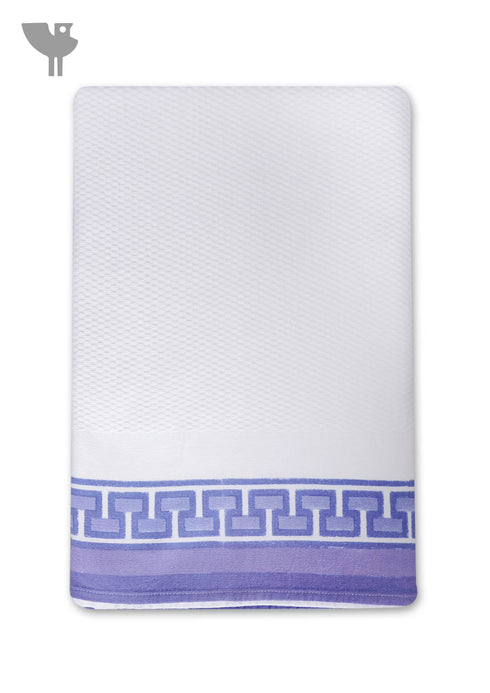 Handloom Cotton Bath Towel With Block Print Border