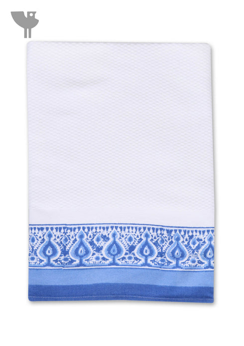 Handloom Cotton Bath Towel With Block Print Border