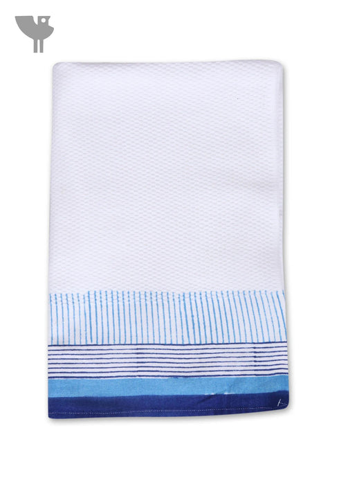 Handloom Cotton Bath Towel With Block Print Border