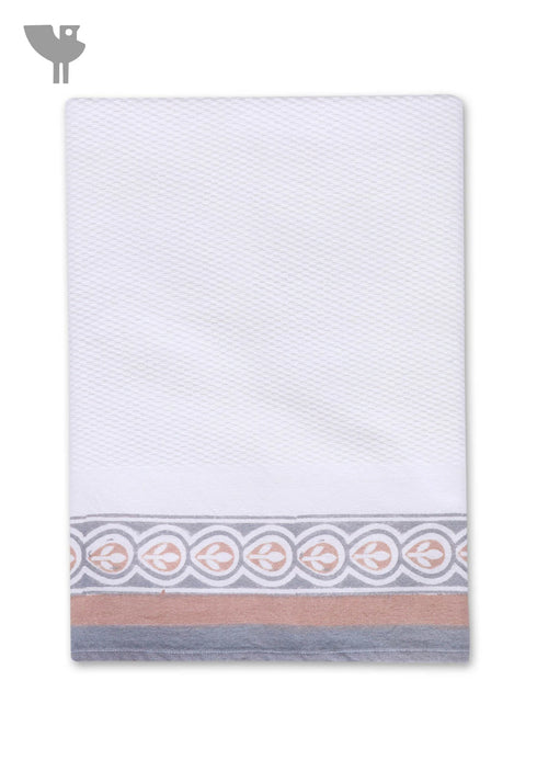 Handloom Cotton Bath Towel With Block Print Border