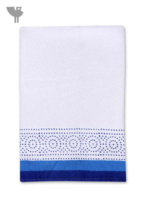 Handloom Cotton Bath Towel With Block Print Border