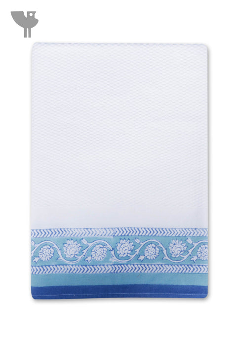 Handloom Cotton Bath Towel With Block Print Border