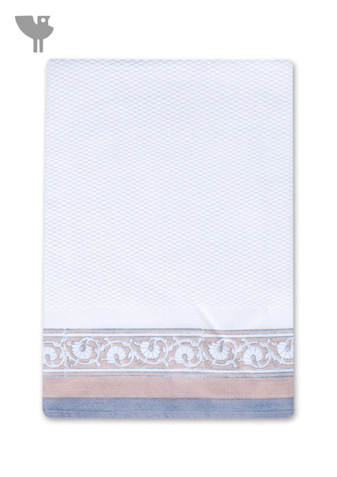 Handloom Cotton Bath Towel With Block Print Border