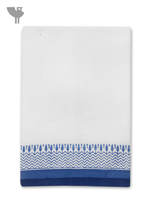 Handloom Cotton Bath Towel With Block Print Border
