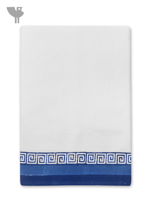 Handloom Cotton Bath Towel With Block Print Border