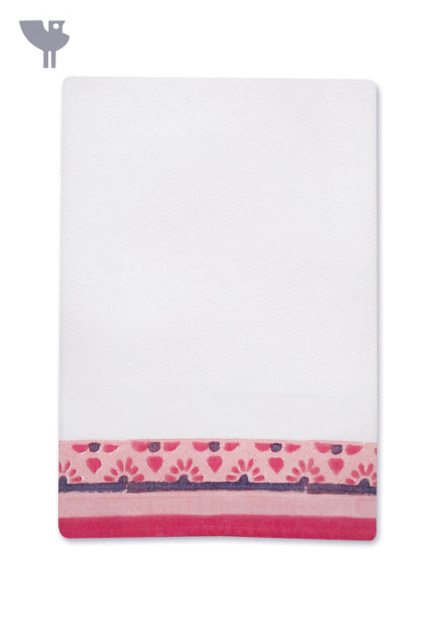 Handloom Cotton Bath Towel With Block Print Border