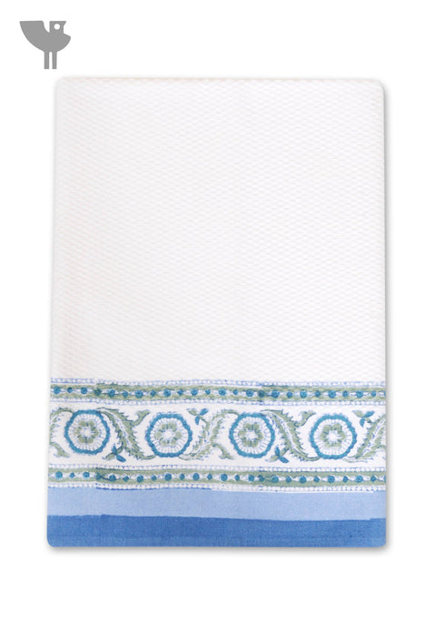 Handloom Cotton Bath Towel With Block Print Border