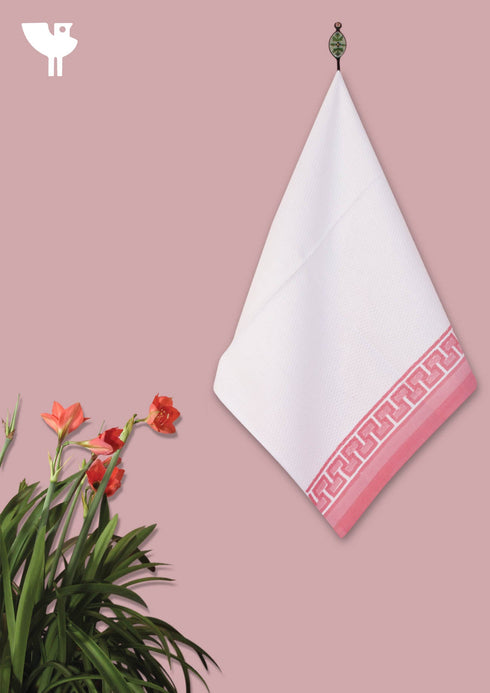 Handloom Cotton BathTowel With Block Print Border