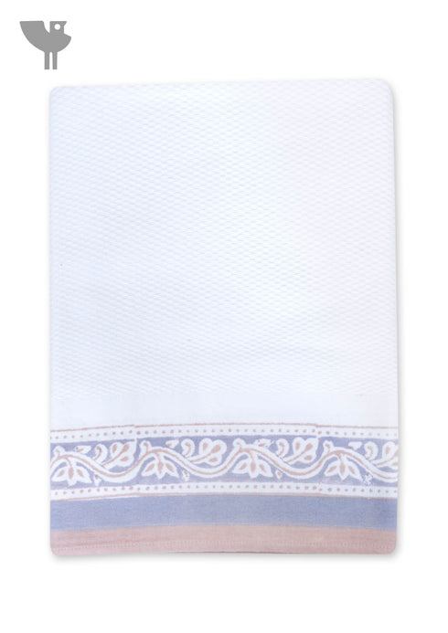 Handloom Cotton Bath Towel With Block Print Border