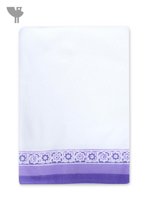 Handloom Cotton Bath Towel With Block Print Border