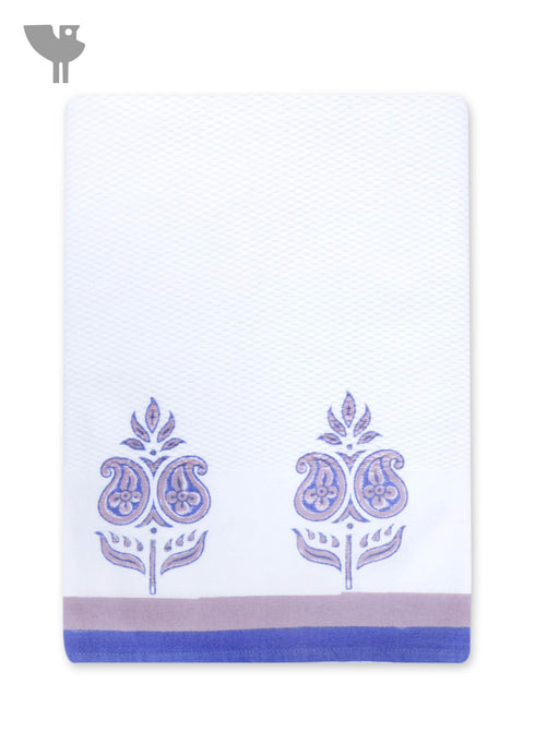 Handloom Cotton Bath Towel With Block Print Border