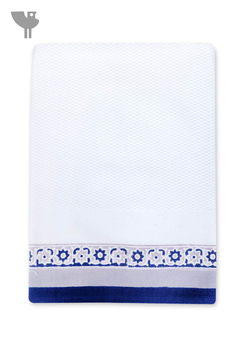Handloom Cotton Bath Towel With Block Print Border