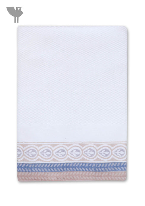 Handloom Cotton Bath Towel With Block Print Border