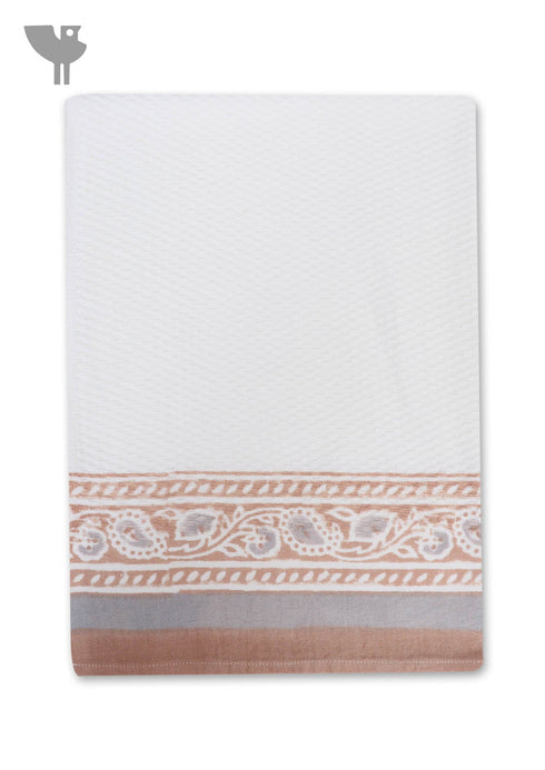 Handloom Cotton Hand Towel With Block Print Border