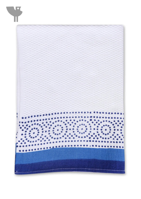 Handloom Cotton Hand Towel With Block Print Border