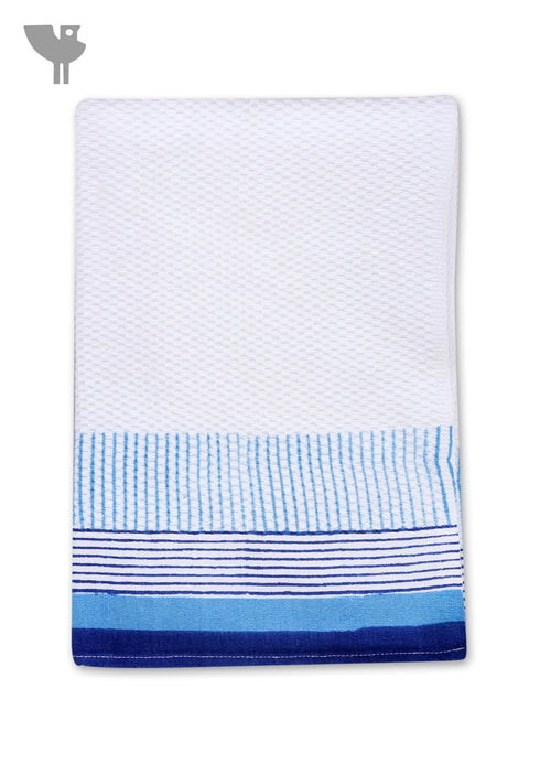 Handloom Cotton Hand Towel With Block Print Border