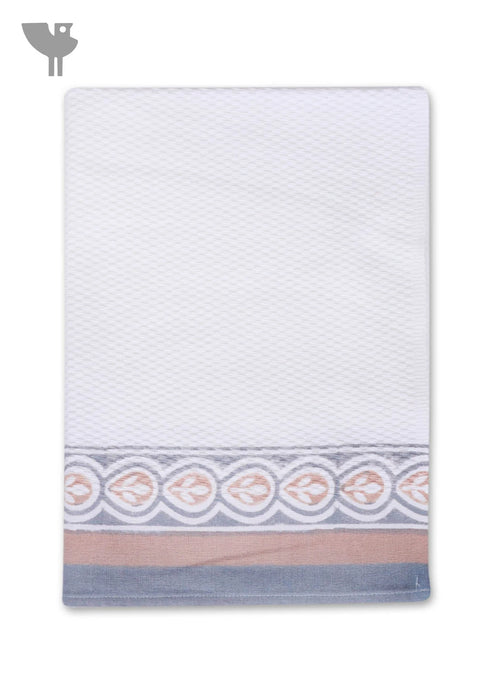 Handloom Cotton Hand Towel With Block Print Border