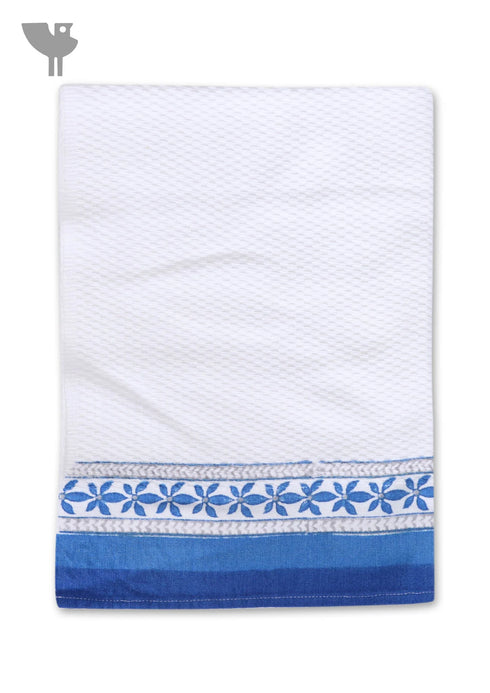 Handloom Cotton Hand Towel With Block Print Border