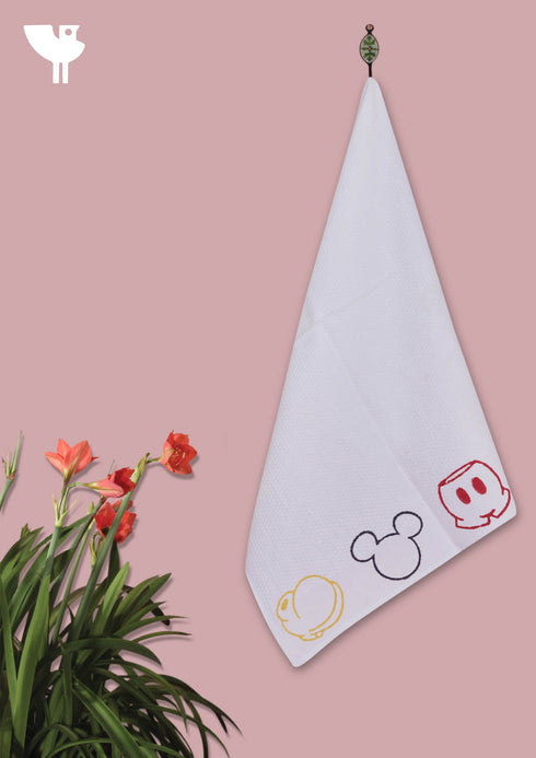 Handloom Cotton Hand Towel With Block Print Border