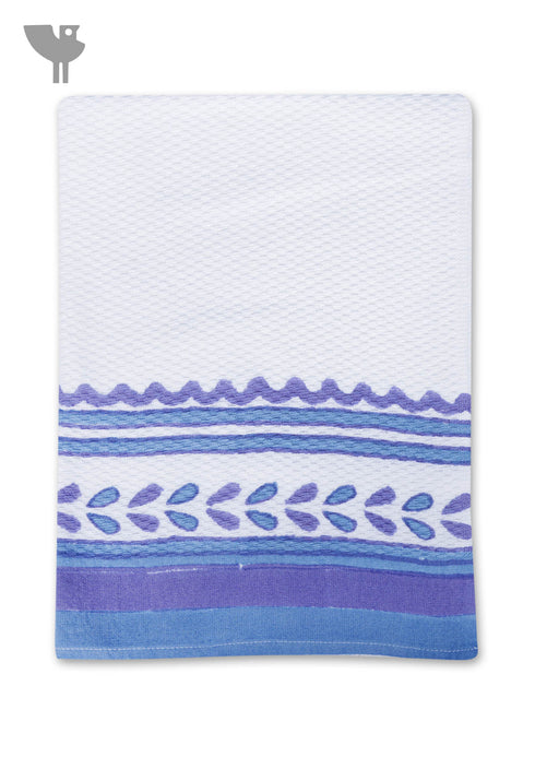 Handloom Cotton Hand Towel With Block Print Border