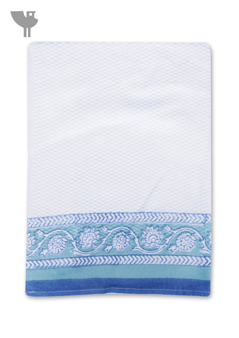 Handloom Cotton Hand Towel With Block Print Border