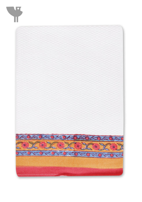 Handloom Cotton Hand Towel With Block Print Border