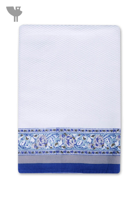 Handloom Cotton Hand Towel With Block Print Border