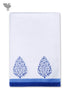 Handloom Cotton Hand Towel With Block Print Border