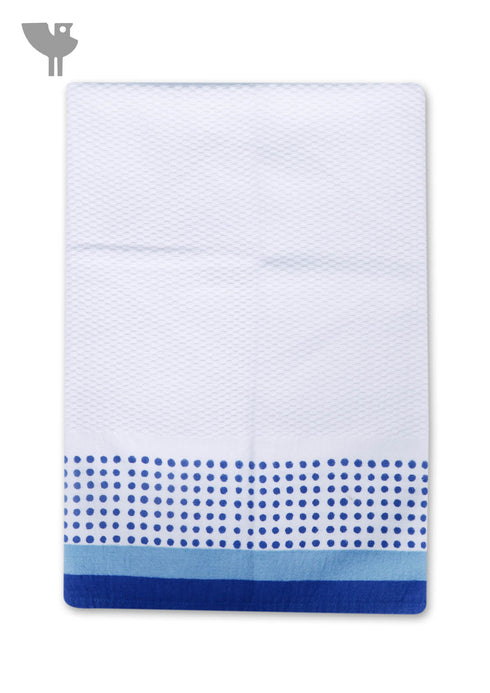 Handloom Cotton Hand Towel With Block Print Border