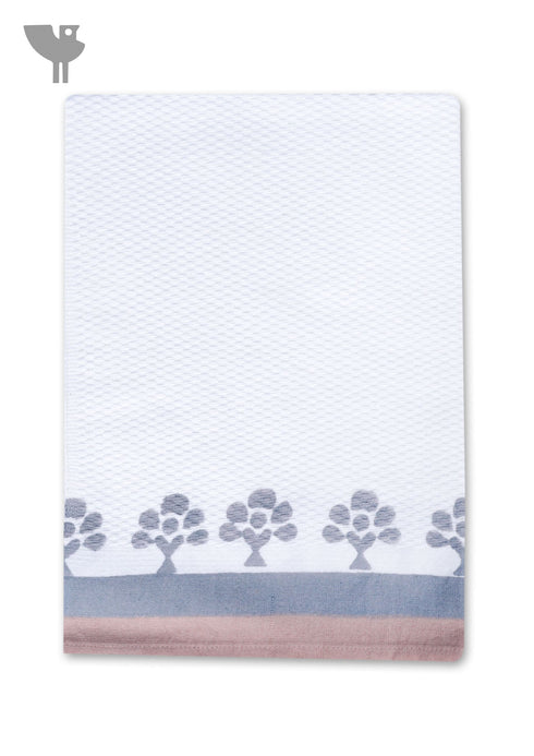 Handloom Cotton Hand Towel With Block Print Border