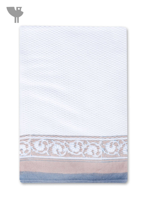 Handloom Cotton Hand Towel With Block Print Border
