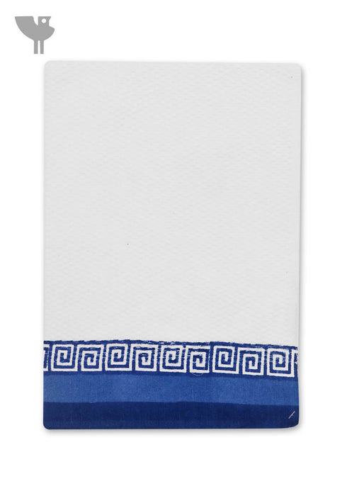 Handloom Cotton Hand Towel With Block Print Border