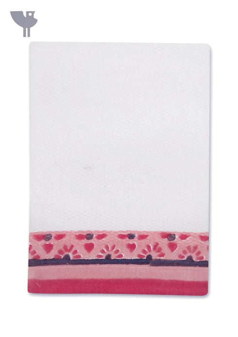 Handloom Cotton Hand Towel With Block Print Border