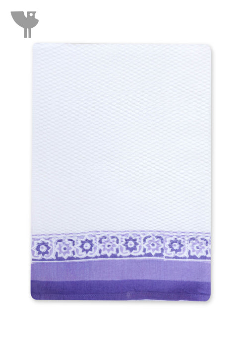 Handloom Cotton Hand Towel With Block Print Border