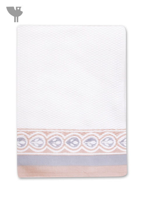 Handloom Cotton Hand Towel With Block Print Border