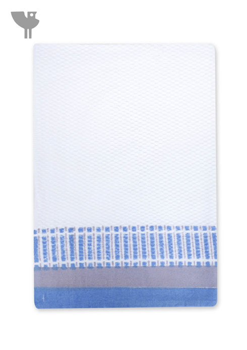 Handloom Cotton Bath Towel With Block Print Border