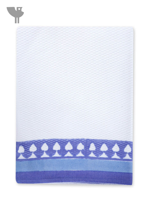 Handloom Cotton Hand Towel With Block Print Border