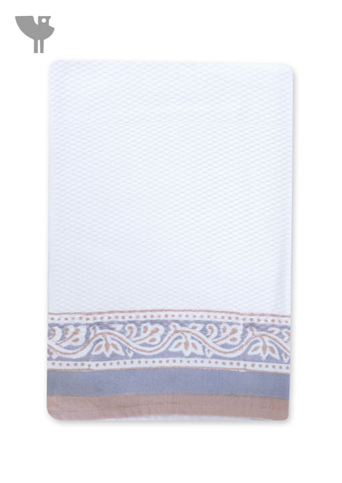 Handloom Cotton Hand Towel With Block Print Border