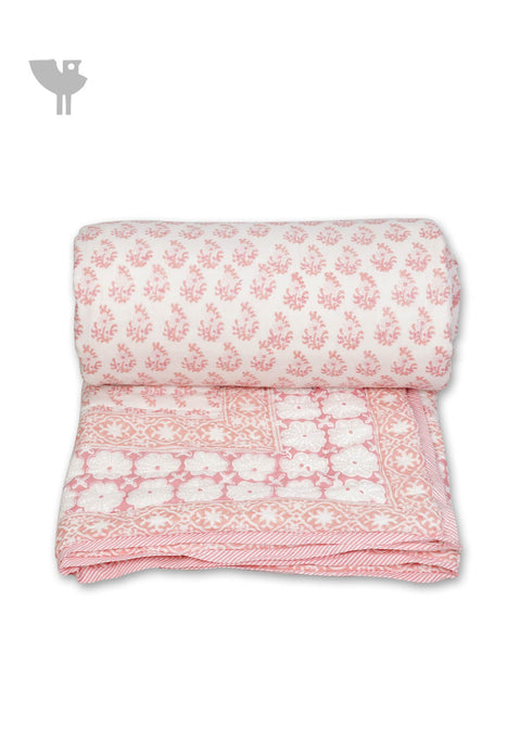 Mulmul Cotton Quilt in Floral Block Print