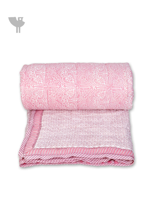 Mulmul Cotton Quilt In Geometric Block Print