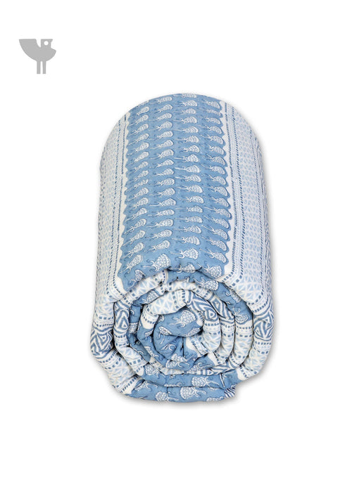 Mulmul Cotton Quilt In Graphic Block Print