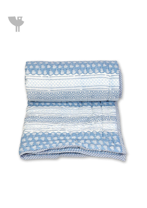 Mulmul Cotton Quilt In Graphic Block Print