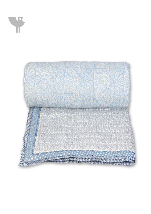 Mulmul Cotton Quilt In Graphic Block Print