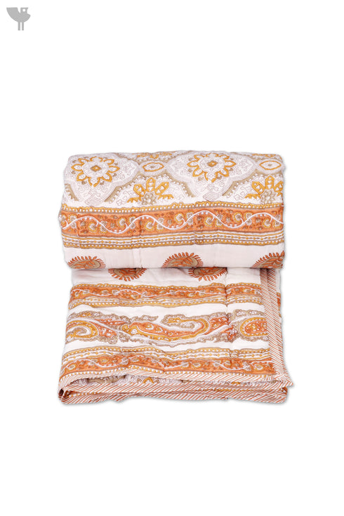 Mulmul Cotton Quilt in Floral Block Print