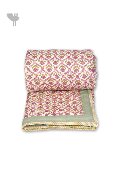 Mulmul Cotton Quilt in Floral Block Print